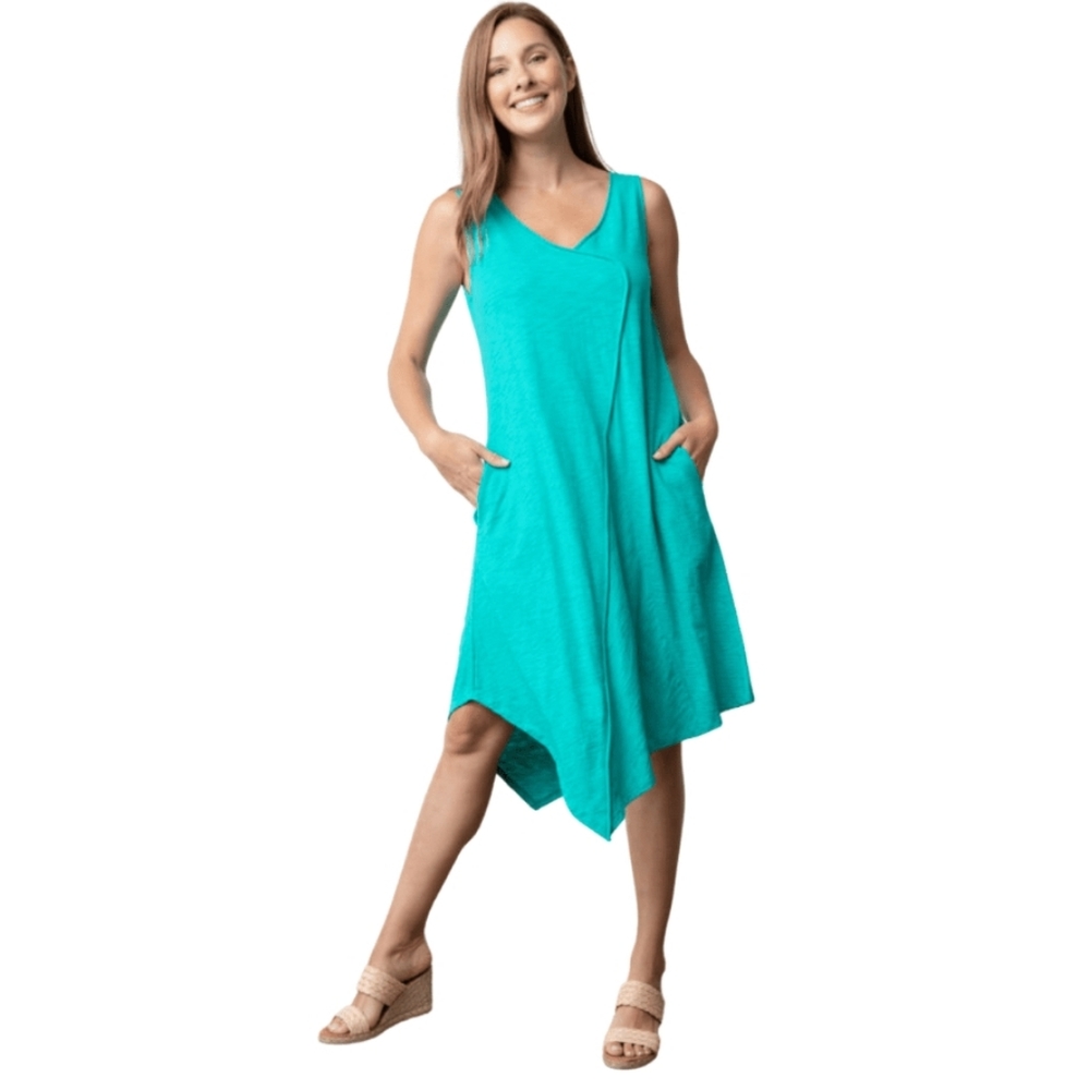Habitat Cotton Patio Dress Aysemmetric Hem Pebble Pockets Midi Lagenlook M Beach